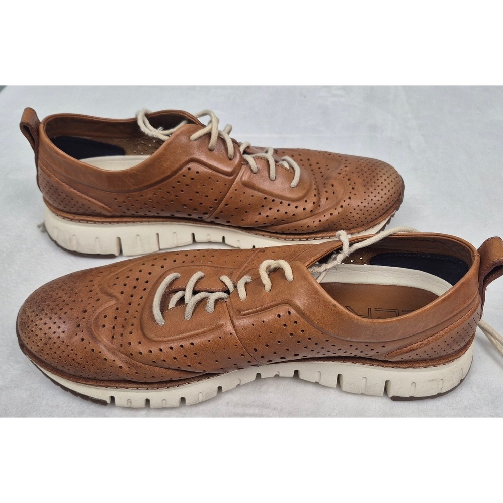 Oxford Cole Haan Men 11.5 Brown Perforated Leather Zerogrand Wingtip
